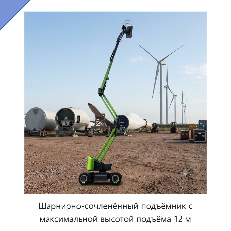 Шарнирно-сочленённый подъёмник с максимальной высотой подъёма 12 м — Строительные подъёмники
