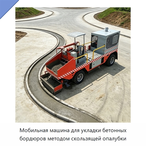 Мобильная машина для укладки бетонных бордюров методом скользящей опалубки