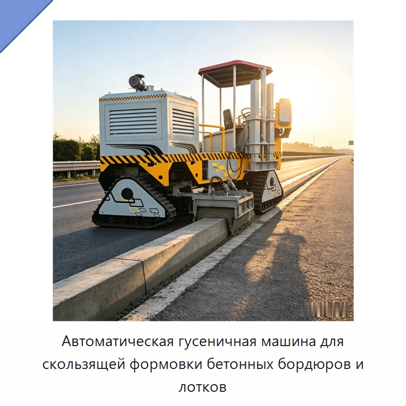 Автоматическая гусеничная машина для скользящей формовки бетонных бордюров и лотков — Дорожная техника