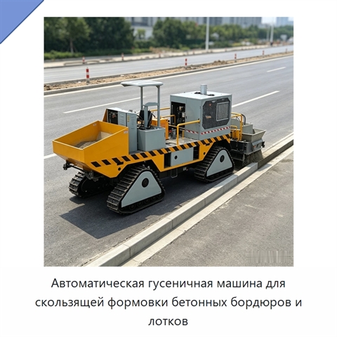 Автоматическая гусеничная машина для скользящей формовки бетонных бордюров и лотков