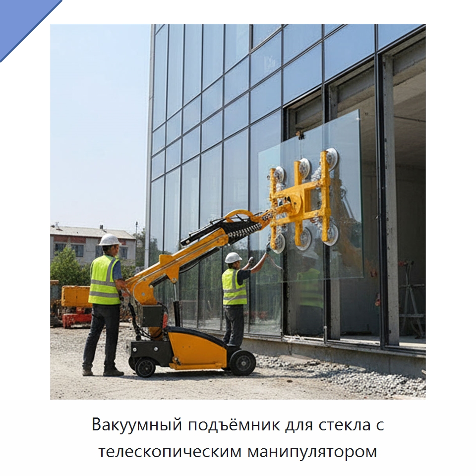 Вакуумный подъёмник для стекла с телескопическим манипулятором — Строительные подъёмники