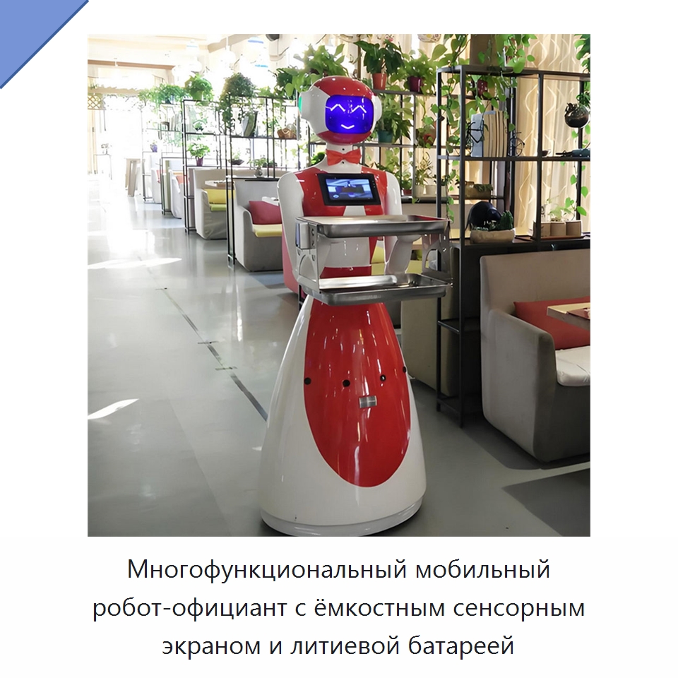 Многофункциональный мобильный робот-официант с ёмкостным сенсорным экраном и литиевой батареей — Специальные промышленные роботы