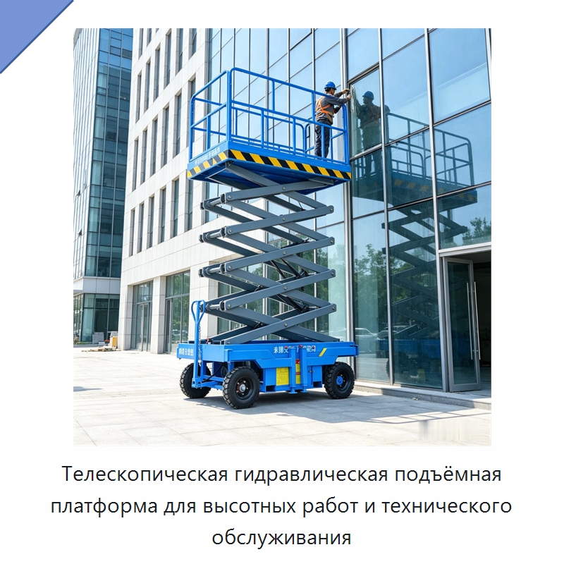 Телескопическая гидравлическая подъёмная платформа для высотных работ и технического обслуживания — Строительные подъёмники