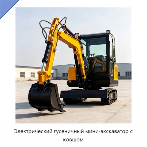 Электрический гусеничный мини-экскаватор с ковшом