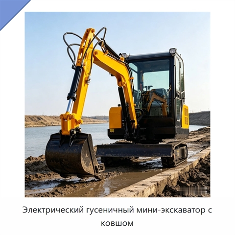 Электрический гусеничный мини-экскаватор с ковшом