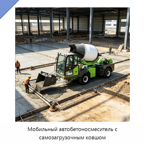 Мобильный автобетоносмеситель с самозагрузочным ковшом