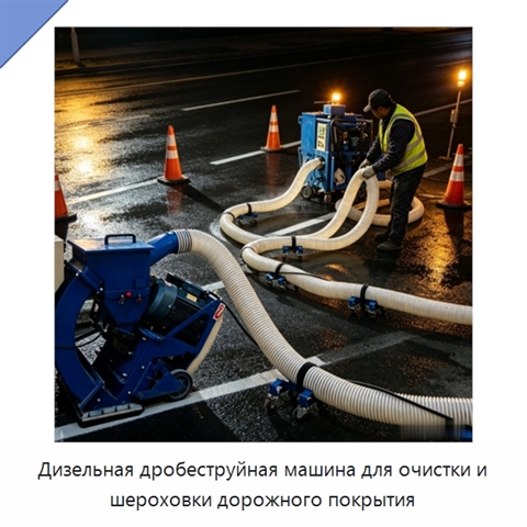 Дизельная дробеструйная машина для очистки и шероховки дорожного покрытия