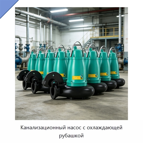 Канализационный насос с охлаждающей рубашкой