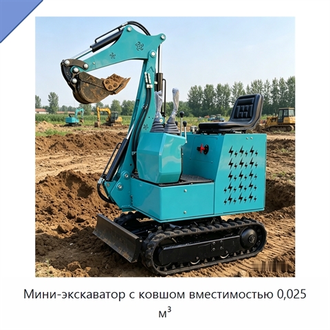 Мини-экскаватор с ковшом вместимостью 0,025 м³