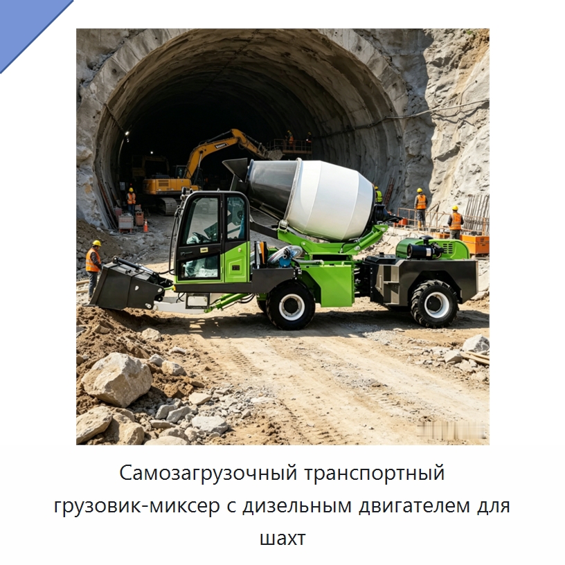 Самозагрузочный транспортный грузовик-миксер с дизельным двигателем для шахт — Оборудование для работы с бетоном