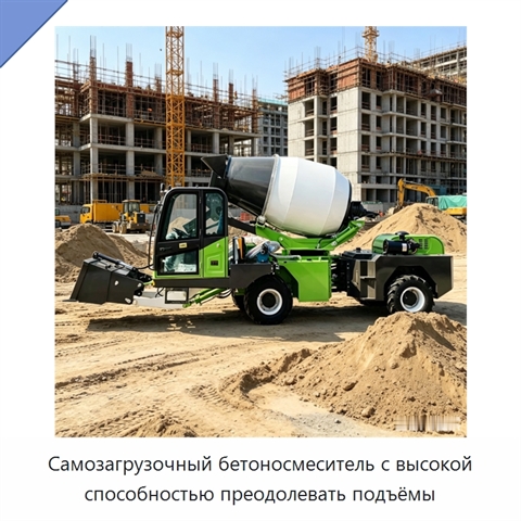 Самозагрузочный бетоносмеситель с высокой способностью преодолевать подъёмы