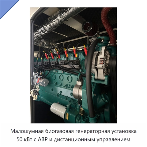 Малошумная биогазовая генераторная установка 50 кВт с АВР и дистанционным управлением