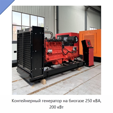 Контейнерный генератор на биогазе 250 кВА, 200 кВт