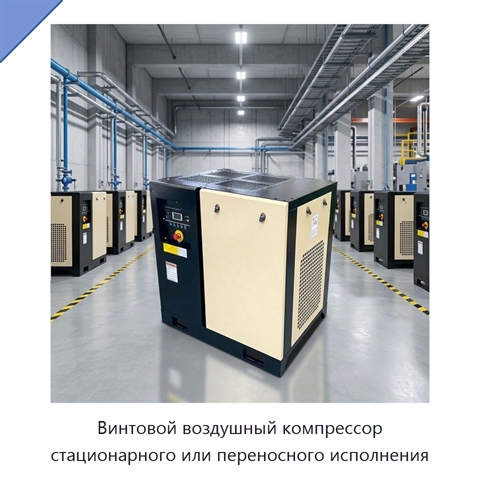 Винтовой воздушный компрессор стационарного или переносного исполнения