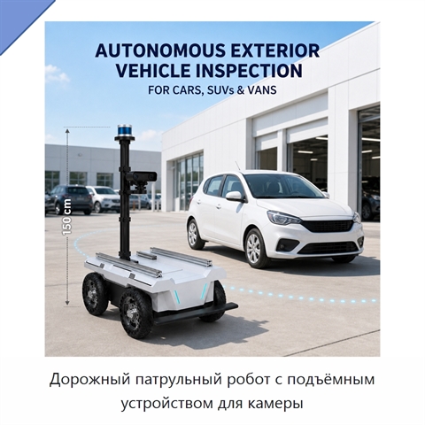 Дорожный патрульный робот с подъёмным устройством для камеры