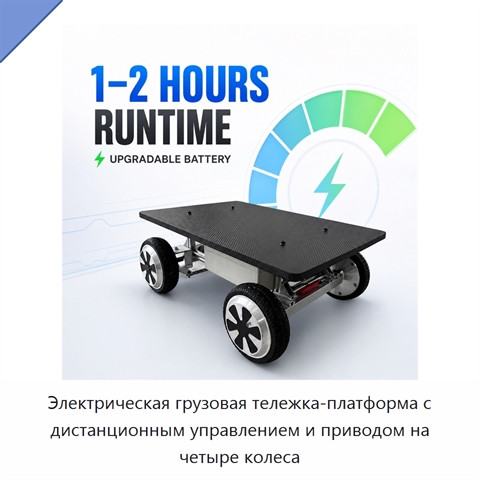 Электрическая грузовая тележка-платформа с дистанционным управлением и приводом на четыре колеса