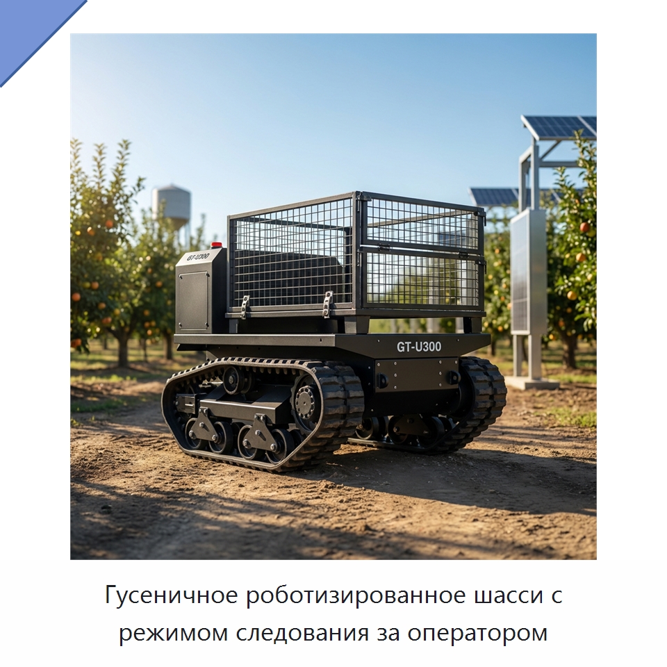 Гусеничное роботизированное шасси с режимом следования за оператором — Логистические роботы