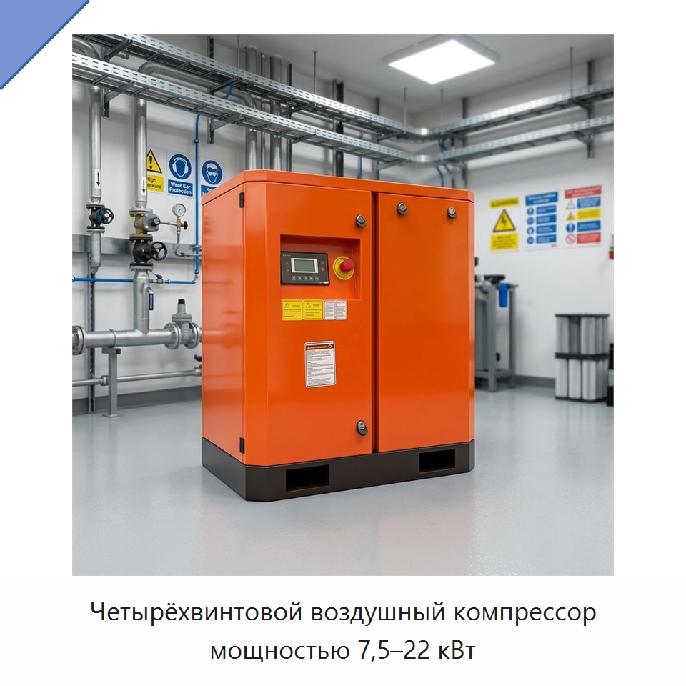 Четырёхвинтовой воздушный компрессор мощностью 7,5–22 кВт — Промышленные компрессоры