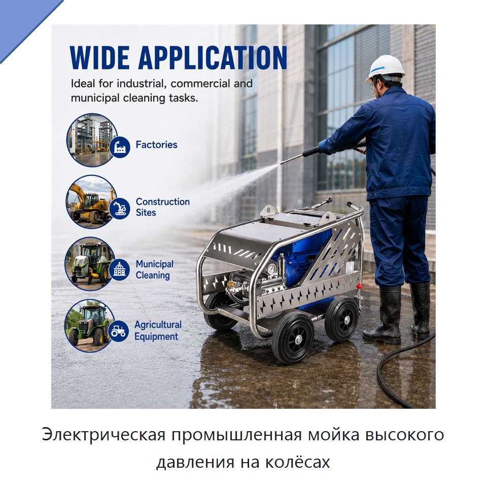 Электрическая промышленная мойка высокого давления на колёсах — Аппараты высокого давления