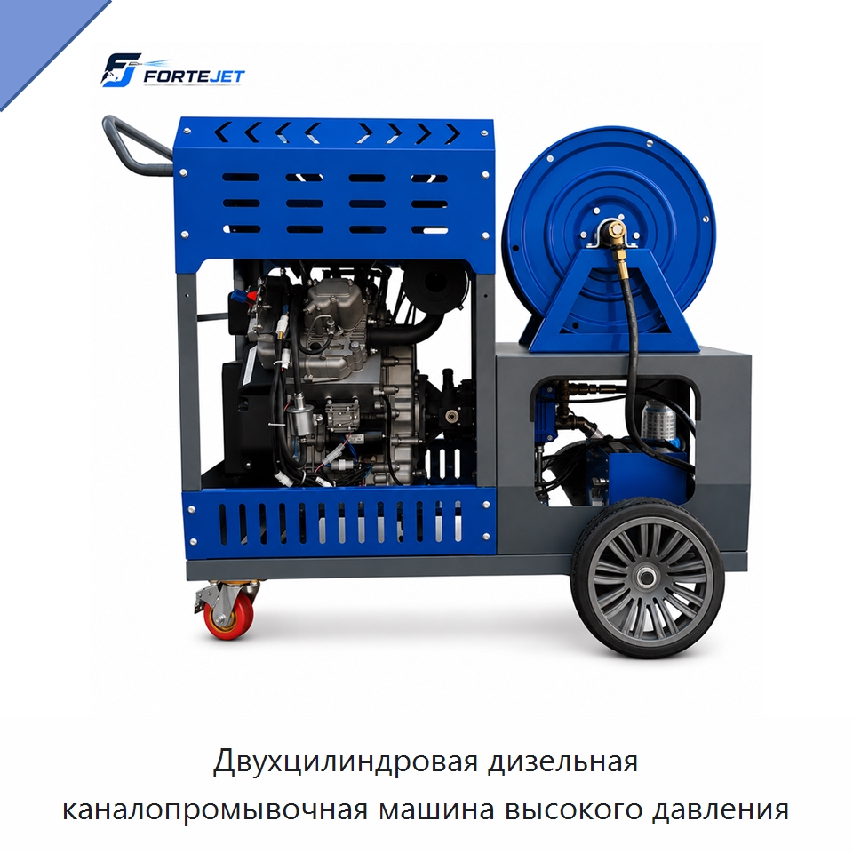 Двухцилиндровая дизельная каналопромывочная машина высокого давления — Аппараты высокого давления