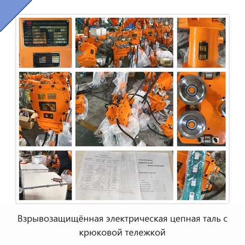 Взрывозащищённая электрическая цепная таль с крюковой тележкой