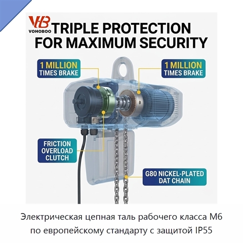 Электрическая цепная таль рабочего класса M6 по европейскому стандарту с защитой IP55