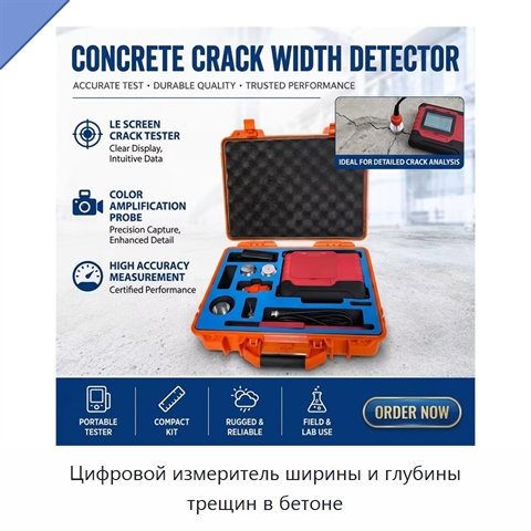 Цифровой измеритель ширины и глубины трещин в бетоне
