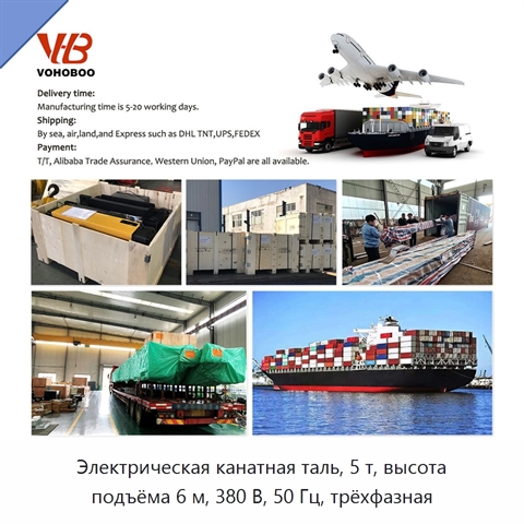 Электрическая канатная таль, 5 т, высота подъёма 6 м, 380 В, 50 Гц, трёхфазная