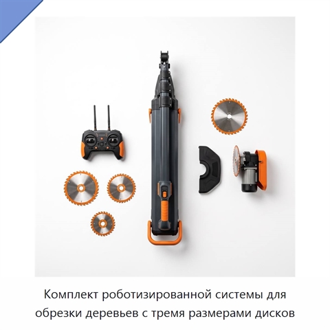 Комплект роботизированной системы для обрезки деревьев с тремя размерами дисков