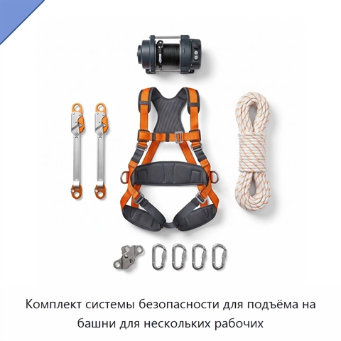 Комплект системы безопасности для подъёма на башни для нескольких рабочих