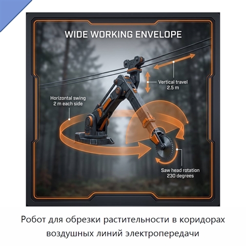 Робот для обрезки растительности в коридорах воздушных линий электропередачи