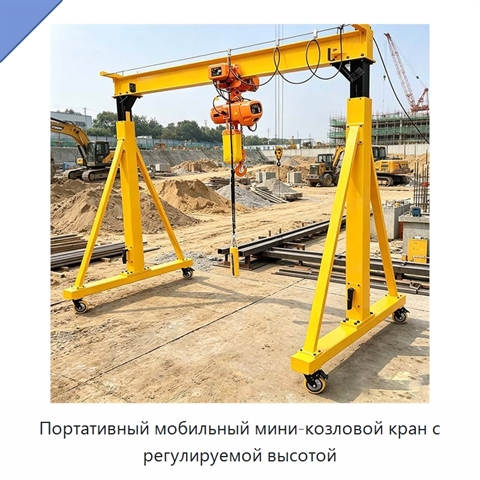 Портативный мобильный мини-козловой кран с регулируемой высотой