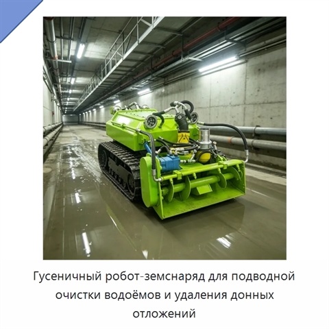 Гусеничный робот-земснаряд для подводной очистки водоёмов и удаления донных отложений