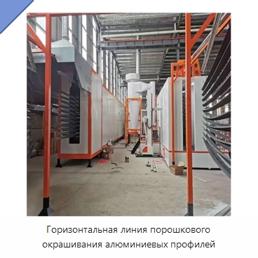 Горизонтальная линия порошкового окрашивания алюминиевых профилей