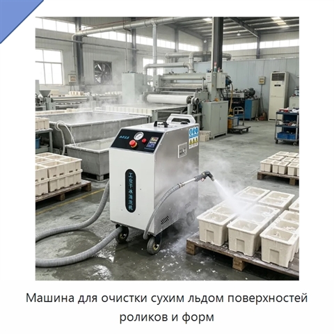 Машина для очистки сухим льдом поверхностей роликов и форм