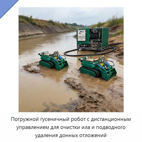 Погружной гусеничный робот с дистанционным управлением для очистки ила и подводного удаления донных отложений