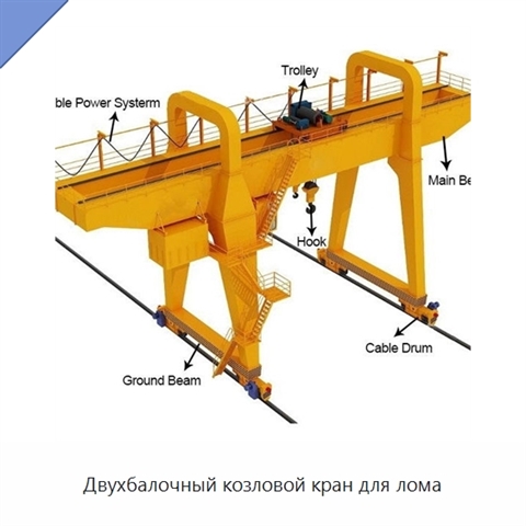 Двухбалочный козловой кран для лома