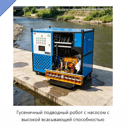 Гусеничный подводный робот с насосом с высокой всасывающей способностью