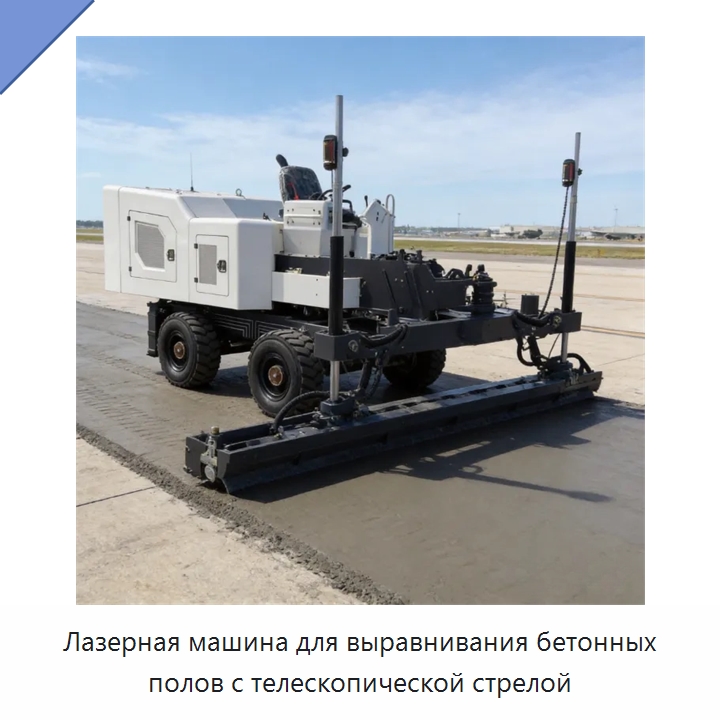Лазерная машина для выравнивания бетонных полов с телескопической стрелой — Оборудование для работы с бетоном