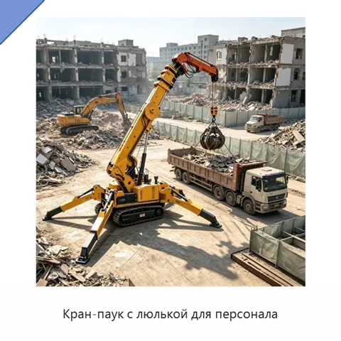 Кран-паук с люлькой для персонала