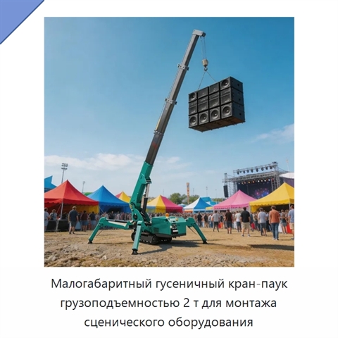 Малогабаритный гусеничный кран-паук грузоподъемностью 2 т для монтажа сценического оборудования