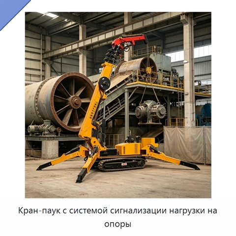 Кран-паук с системой сигнализации нагрузки на опоры