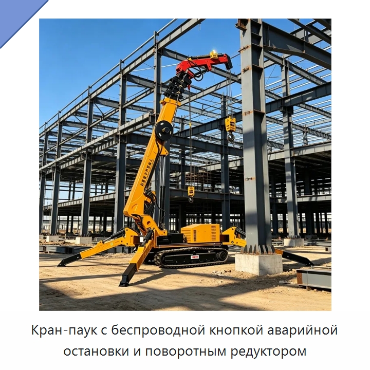 Кран-паук с беспроводной кнопкой аварийной остановки и поворотным редуктором — Краны