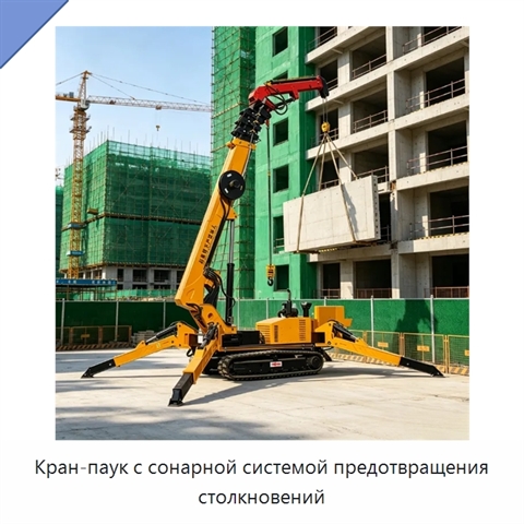 Кран-паук с сонарной системой предотвращения столкновений