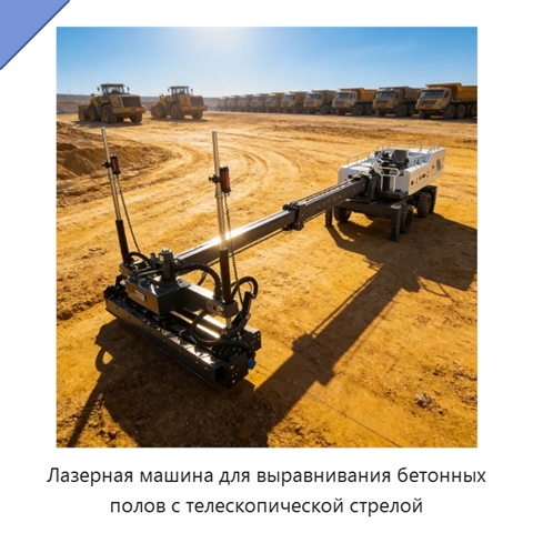 Лазерная машина для выравнивания бетонных полов с телескопической стрелой