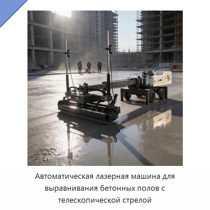 Автоматическая лазерная машина для выравнивания бетонных полов с телескопической стрелой — Оборудование для работы с бетоном