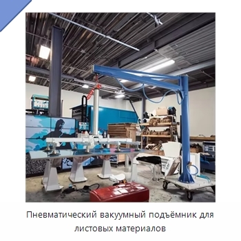 Пневматический вакуумный подъёмник для листовых материалов