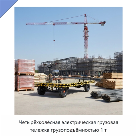 Четырёхколёсная электрическая грузовая тележка грузоподъёмностью 1 т