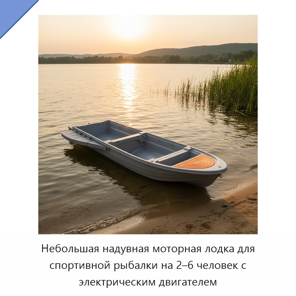 Небольшая надувная моторная лодка для спортивной рыбалки на 2–6 человек с электрическим двигателем — Специальные машины и промышленное оборудование