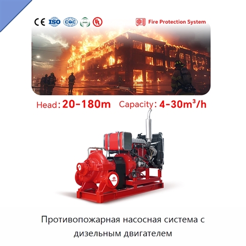 Противопожарная насосная система с дизельным двигателем